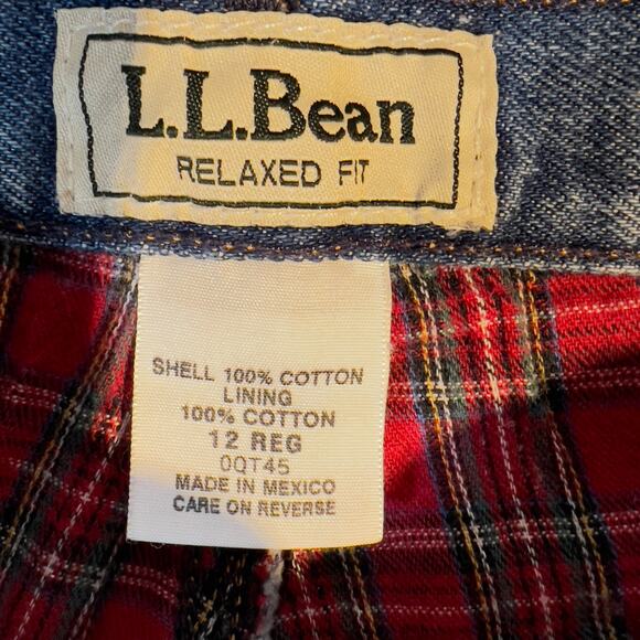 L.L. Bean Flannel Lined Jeans Woman 12 Reg Relaxed Fit W32 L30 100% Cotton COLD - Picture 2 of 15
